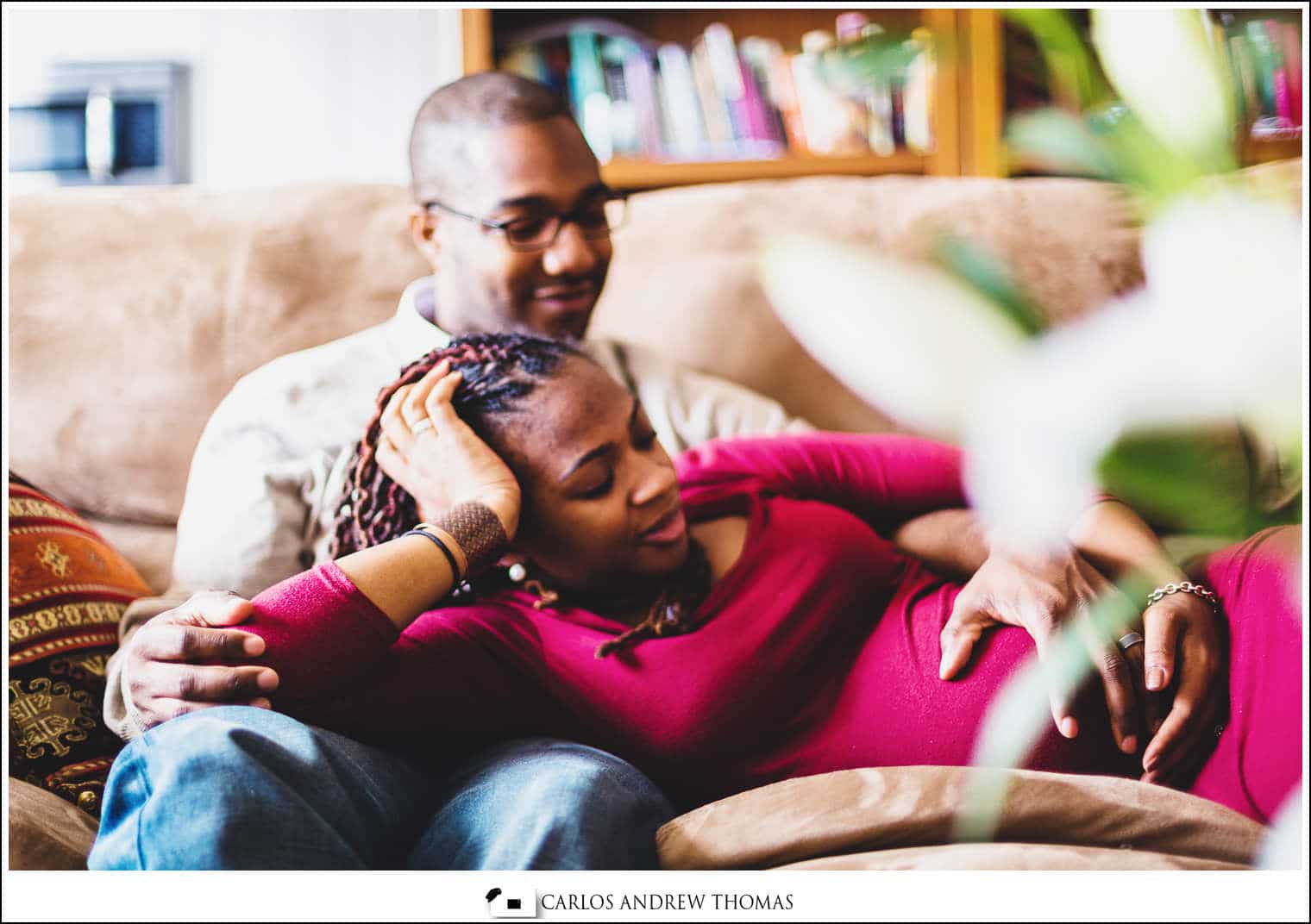 pregnant,maternity session photography,lifestyle,in home photography,new york,black couple
